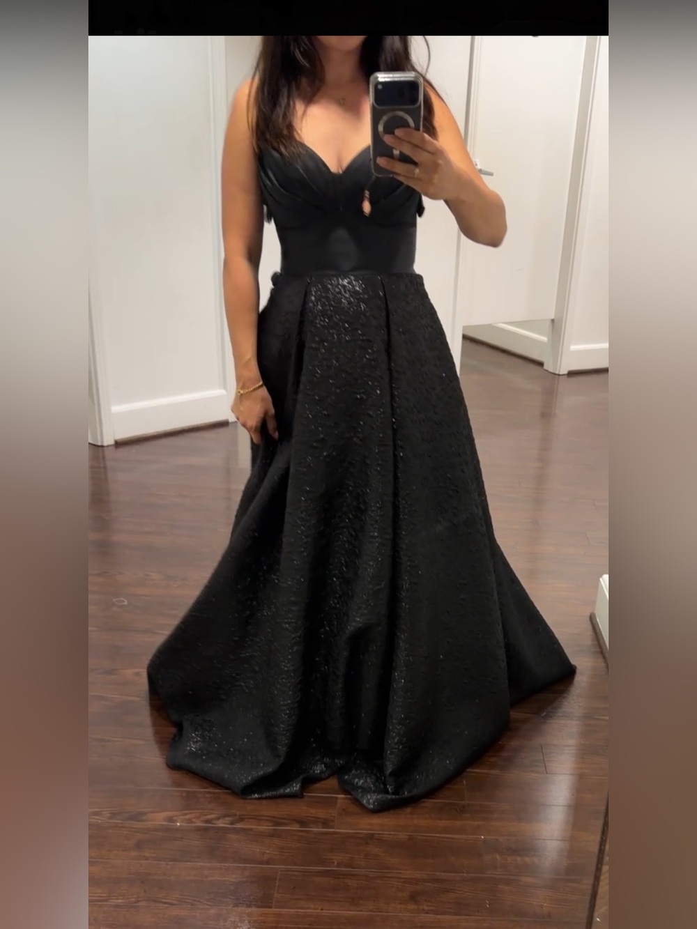 Elegant Black Textured A-Line Skirt